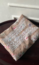 将图像加载到图库查看器中, Disha Women's Lakhnavi Handcrafted Organza Chikankari Unstitched Kurti Fabric - HONC0332153