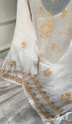 Load image into Gallery viewer, Women's Lakhnavi Handcrafted Mul Chanderi Semi - stitched Angrakha And Dupatta Set - HONC0300848