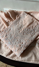 Load image into Gallery viewer, Women's Lakhnavi Handcrafted Mul Chanderi Chikankari Semi Stitched Anarkali And Dupatta Set- HONC0277640