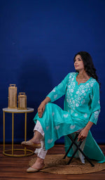 Load image into Gallery viewer, Reet Women's Lucknowi Handcrafted Modal Cotton Chikankari Kurti - HONC0211929