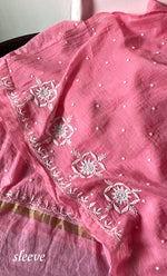 Load image into Gallery viewer, Jazba Women's Lakhnavi Handcrafted Mul Chanderi Unstitched Kurta And Dupatta Set- HONC0319683