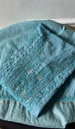 Load image into Gallery viewer, Women's Lakhnavi Handcrafted Mul Chanderi Semi - Stitched Kurta And Dupatta Set - HONC0296164