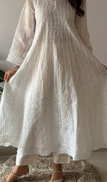 Load image into Gallery viewer, Women's Lakhnavi Handcrafted Cotton Chikankari Anarkali - HONC0276022
