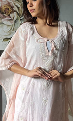 Load image into Gallery viewer, Rabia Women's Lucknowi Handcrafted Mul chanderi Chikankari Kaftan - HONC0304370