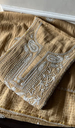 Load image into Gallery viewer, Women's Lakhnavi Handcrafted Mul Chanderi Semi - Stitched Kurta And Dupatta Set - HONC0293242