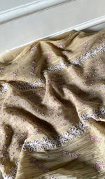 Load image into Gallery viewer, Saziya Women's Lakhnavi Handcrafted Mul Chanderi Semi - stitched Chikankari Full Suit Material - HONC0321284