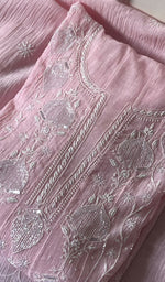 Load image into Gallery viewer, Laiba Women's Lakhnavi Handcrafted Mul Chanderi Semi - Stitched Anarkali And Dupatta Set - HONC0275206