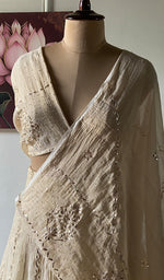 Load image into Gallery viewer, Women's Lakhnavi Handcrafted Bridal Tissue Chanderi Chikankari Lehenga Set - HONC0353217