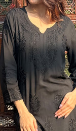 将图像加载到图库查看器中, Women's Lucknowi Handcrafted Modal Cotton Chikankari Kurti - HONC02258550