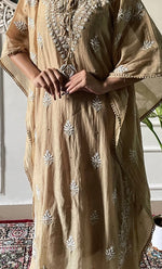 Load image into Gallery viewer, Women's Lucknowi Handcrafted Mul chanderi Chikankari Kaftan - HONC0121803