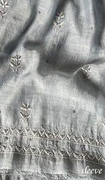 Load image into Gallery viewer, Women's Lucknowi Handcrafted Chanderi Silk Chikankari Kurta Dupatta Set - HONC095944