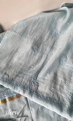 将图像加载到图库查看器中, Women's Lakhnavi Handcrafted Mul Chanderi Unstitched Chikankari Full Suit Material - HONC0305473