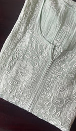将图像加载到图库查看器中, Women's Lakhnavi Handcrafted Mul Chanderi Chikankari Semi -Unstitched Kurti Fabric - HONC0249711