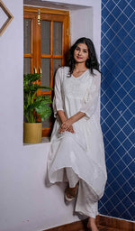 Load image into Gallery viewer, Women's Lucknowi Handcrafted Modal Cotton Chikankari Angrakha - HONC0210167
