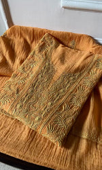 Load image into Gallery viewer, Women's Lakhnavi Handcrafted Mul Chanderi Semi - Stitched Kurta And Dupatta Set- HONC0305150