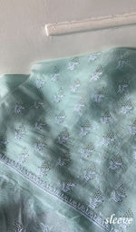 Load image into Gallery viewer, Women's Lakhnavi Handcrafted Pure Organza Chikankari Unstitched Kurta And Dupatta Set- HONC0966611