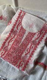 Load image into Gallery viewer, Women's Lakhnavi Handcrafted Mul Chanderi Unstitched Kurta And Dupatta Set - HONCO278129