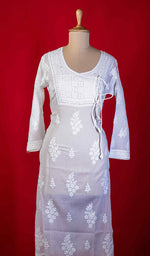 将图像加载到图库查看器中, Women's Lucknowi Handcrafted Cotton Chikankari Angrakha - HONC0207020