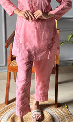 Load image into Gallery viewer, Rashida Women's Lakhnavi Handcrafted Muslin Chikankari Kurta And Pant Set - HONC0300557