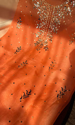 将图像加载到图库查看器中, Marifa Women's Lakhnavi Handcrafted Pure Organza Chikankari Unstitched Kurta And Dupatta Set- HONC0292529