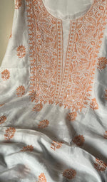 Load image into Gallery viewer, Women's Lucknowi Handcrafted Muslin Chikankari Unstitched Suit Material - HONC0243933