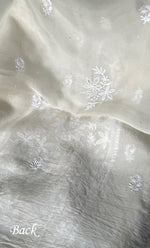 将图像加载到图库查看器中, Women's Lakhnavi Handcrafted Pure Organza Chikankari Unstitched Kurta And Dupatta Set- HONC0328886