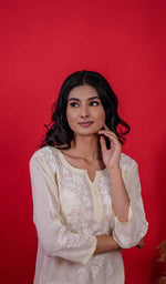 Load image into Gallery viewer, Reet Women's Lucknowi Handcrafted Modal Cotton Chikankari Kurti - HONC0213688