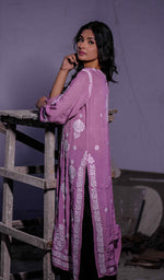 将图像加载到图库查看器中, Asma Women's Lucknowi Handcrafted Crepe Chikankari Kurti- HONC0193259