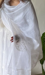 Load image into Gallery viewer, Nazm Women's Lucknowi Handcrafted Kota Cotton Chikankari Dupatta - HONC0291183