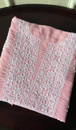 Load image into Gallery viewer, Women's Lakhnavi Handcrafted Modal Cotton Chikankari Unstitched Kurti Fabric - HONC0261076