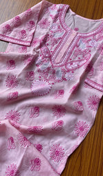 将图像加载到图库查看器中, Women's Lakhnavi Handcrafted Cotton Chikankari Kurti - HONC0167635