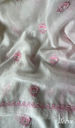 Load image into Gallery viewer, Eshal Women's Lakhnavi Handcrafted Mul Chanderi Unstitched Kurta And Dupatta Set - HONC0284789