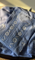 将图像加载到图库查看器中, Women's Lakhnavi Handcrafted Mul Chanderi Semi - Stitched Anarkali And Dupatta Set - HONC0284778