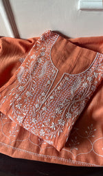 Load image into Gallery viewer, Laiba Women's Lakhnavi Handcrafted Mul Chanderi Semi - Stitched Anarkali And Dupatta Set - HONC0283872