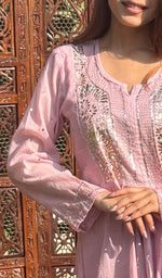 将图像加载到图库查看器中, Women's Lucknowi Handcrafted Mul Chanderi  Stitched Chikankari Kurta, Dupatta With pant Set- HONC0256260