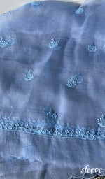 将图像加载到图库查看器中, Women's Lakhnavi Handcrafted Pure Organza Chikankari Unstitched Kurta And Dupatta Set- HONC0324986