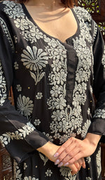 Load image into Gallery viewer, Asma Women's Lucknowi Handcrafted Crepe Chikankari Kurti- HONC0249476