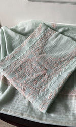 将图像加载到图库查看器中, Women's Lakhnavi Handcrafted Mul Chanderi Semi - Stitched Kurta And Dupatta Set - HONC0303406