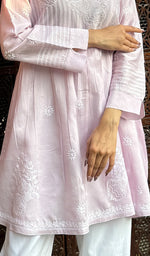 Load image into Gallery viewer, Women's Lakhnavi Handcrafted Chanderi Silk Chikankari Top - HONC0261126
