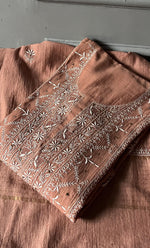 Load image into Gallery viewer, Women's Lakhnavi Handcrafted Maheshwari Mul Chanderi Semi - Stitched Kurta And Dupatta Set - HONC0271066