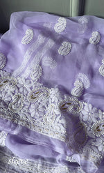 Load image into Gallery viewer, Women's Lucknowi Handcrafted Faux-Georgette Chikankari Suit Material - HONC0291931
