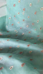 Load image into Gallery viewer, Women's Lakhnavi Handcrafted Pure Organza Chikankari Unstitched Kurta And Dupatta Set- HONC0290506