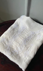 Load image into Gallery viewer, Women's Lakhnavi Handcrafted Organza Chikankari Unstitched Kurti Fabric - NC062763