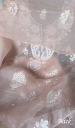 将图像加载到图库查看器中, Women's Lakhnavi Handcrafted Pure Organza Chikankari Unstitched Kurta And Dupatta Set - HONC0361462