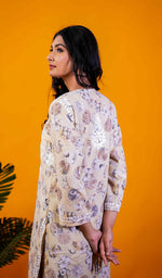 Load image into Gallery viewer, Ruskshi Women's Lakhnavi Handcrafted Cotton Chikankari Kurta And Palazzo Set - HONC0191211