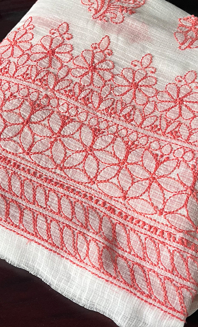 Women's Lakhnavi Handcrafted Kota Cotton Chikankari Unstitched Kurti Fabric - HONC0239921