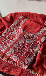 Load image into Gallery viewer, Women's Lakhnavi Handcrafted Mul Chanderi Semi - Stitched Kurta And Dupatta Set - HONC0282233