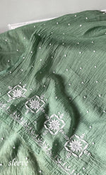 Load image into Gallery viewer, Women's Lakhnavi Handcrafted Mul Chanderi Unstitched Kurta And Dupatta Set- HONC0319681