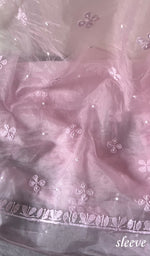 将图像加载到图库查看器中, Women's Lakhnavi Handcrafted Organza Chikankari Unstitched Full Suit Material - HONC0271208