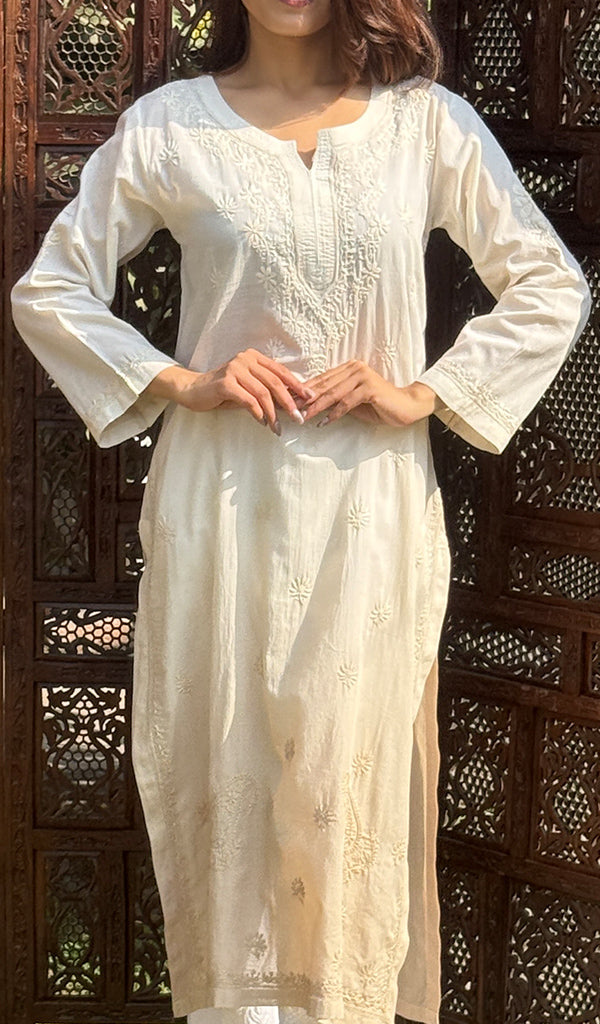 Mehreen Women's Lucknowi Handcrafted Cotton Chikankari Kurti - HONC0162976